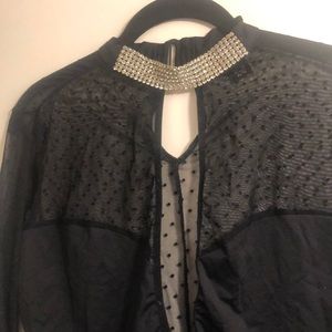 Sheer Diamond Collar Body Suit